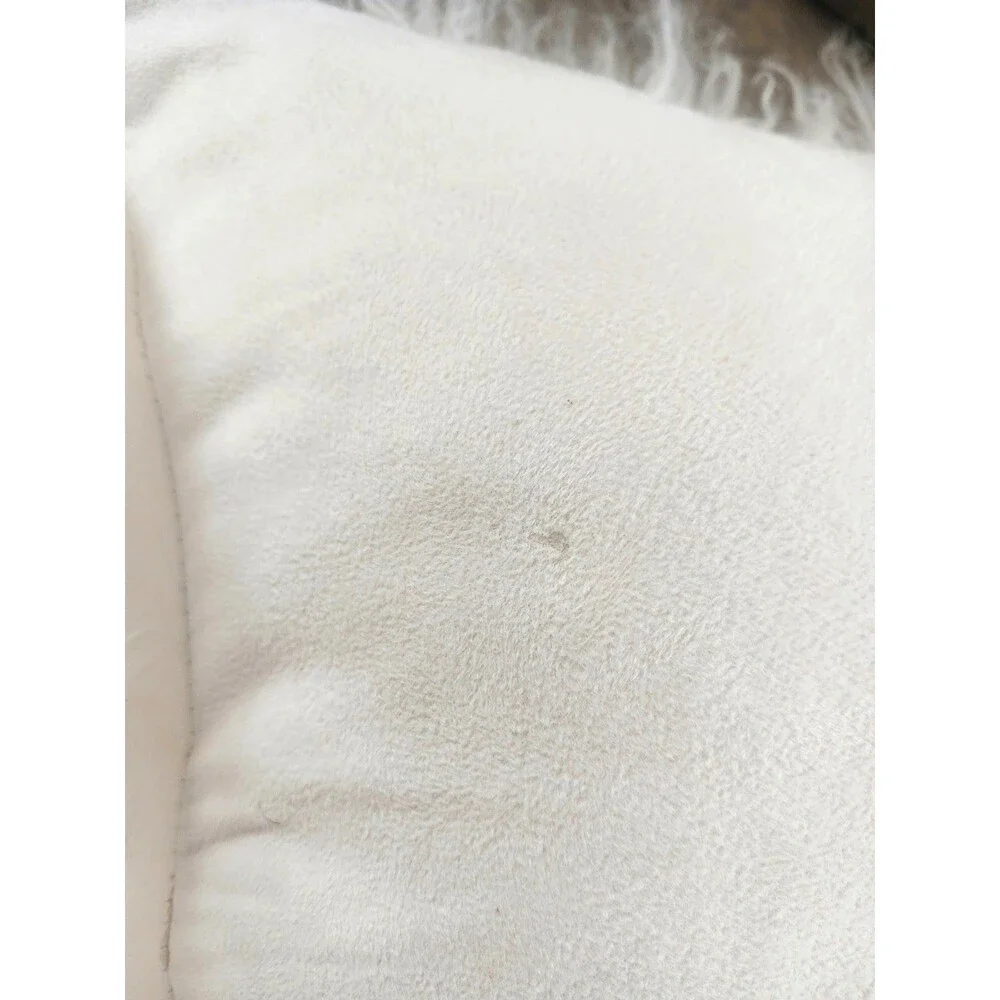 Crate & Barrel White Mongolian Sheep Fluffy Fur 16X16 Set/2 Pillow Shams